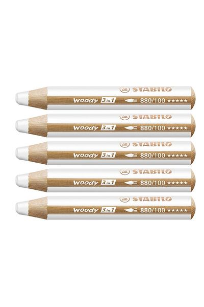 Stabilo Woody 3 in 1 880/100 White Paint Pen 5 Pack
