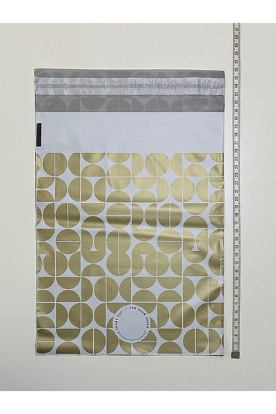 Öztürk Cargo and Gift Bag with a Patterned Band. 24 X 30+5 Cm. 50 Pieces. Color: Gold.