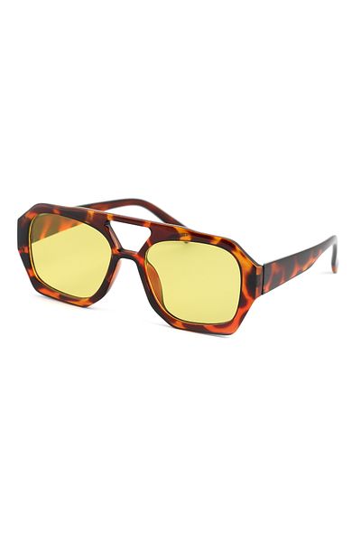 TomyHelf Rectangular Design Leopard Frame Yellow Glass Women Sunglasses Vehla