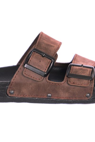 Pierre Cardin 7241 Brown Nubuck Double Striped Men's Slippers