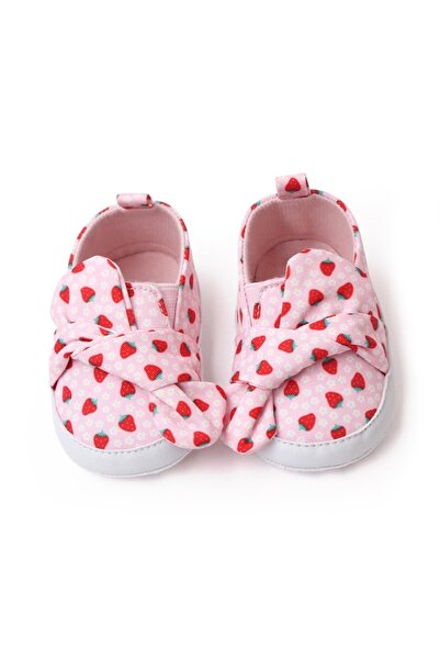 Superbaby Pantofi bebeluși pentru primii pași, slip-on, cu imprimeu căpșuni ș...