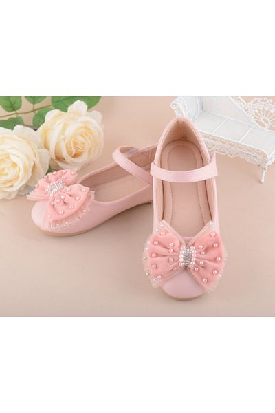 Superbaby Pink shoes with appliquéd bow