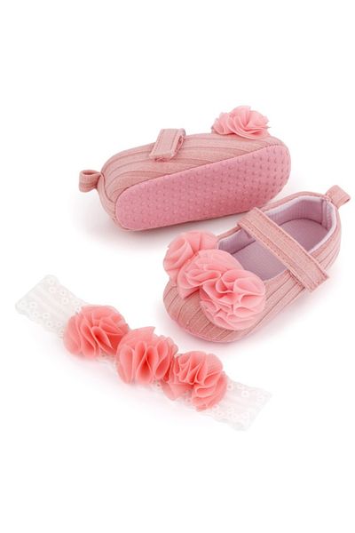 Superbaby Salmon pink shoe set and matching headband