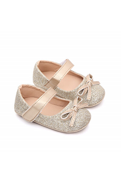 Bebelul Gold glitter shoes with bow