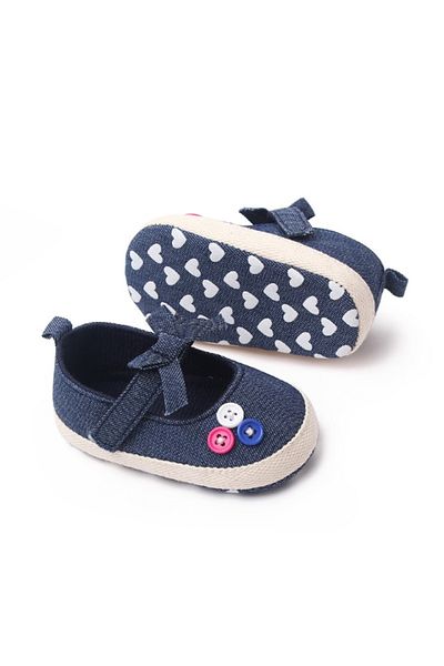 Superbaby Pantofiori bebelusi, bleumarin cu bulinute albe