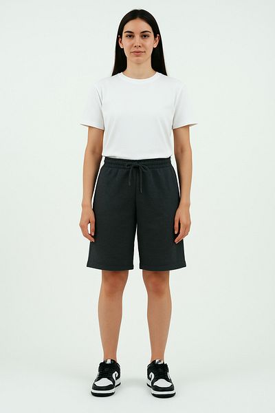 OXVİN Capsule Pantaloni scurti bermude cu picioare duble din țesătură piqué confort pentru femei