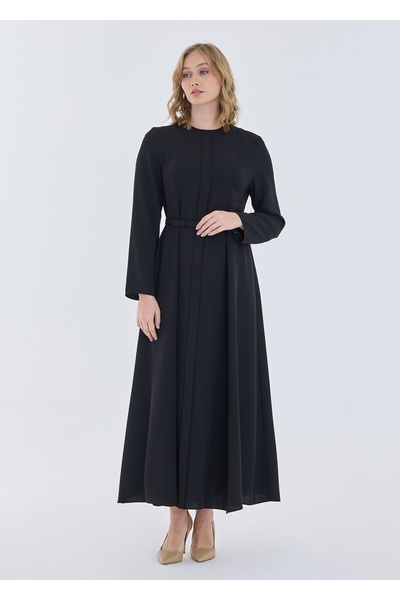 Armağan Sıfır Yaka Kemerli Elbise