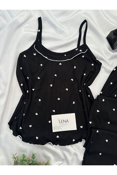 Lena Homewears Set de pijamale cu bretele cu model pentru femei