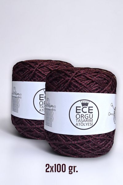 Ece Örgü Tasarım Atölyesi Πλεκτό σχοινί από μπαμπού-κοτόν με μαύρο μπαμπού (200 γρ.)