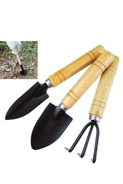 NEZADE STORE 3 Piece Plant Hobby Set - Garden Pot Succulent Care Hoe-Rake-Shovel