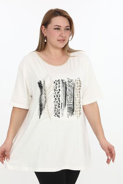 lovedrobe Women's Large Size Tunic 687 Blouse Tunic-White - 54