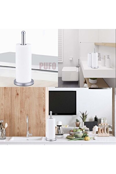 PUFO metal holder for paper roll, kitchen towels, 35 cm, silver