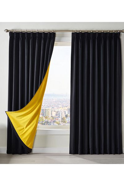 MebelPort Curtain Dauble Blackout Blackout Curtain Single Wing 1X2 American Pleated Background Curtain