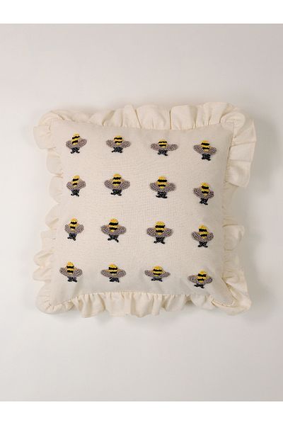 Galia Tasarım Κάλυμμα μαξιλαριού με ριχτάρι με βολάν Glitter Mini Bees