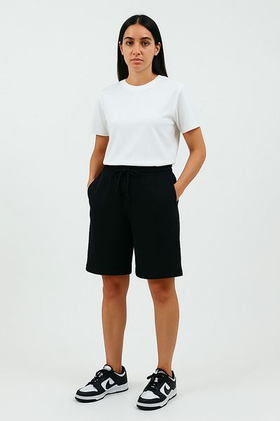 OXVİN Capsule Pantaloni scurti bermude cu picioare duble din țesătură piqué confort pentru femei