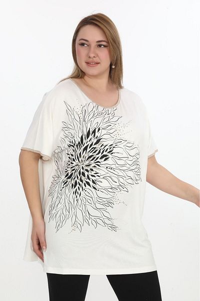 lovedrobe Women's Large Size Tunic 688 Blouse Tunic-White - 50