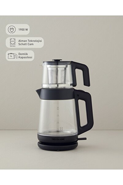 teknotrust ENGLISH HOME Cmk 6001 Cam Çay Makinesi Ve Kettle Siyah