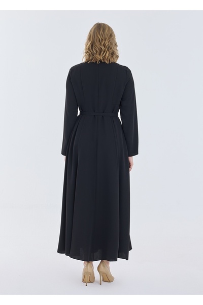Armağan Sıfır Yaka Kemerli Elbise