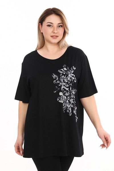 lovedrobe Women's Large Size Tunic Blouse Tunic 723-Black - 54