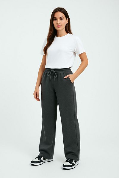OXVİN Women's Baggy Wide Cut, Sports Sweatpants Style Oversize Loose Wide Leg Pants (Pike Fabric)