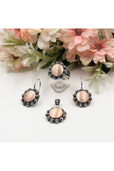 Besen Gümüş Rose Telkari Set