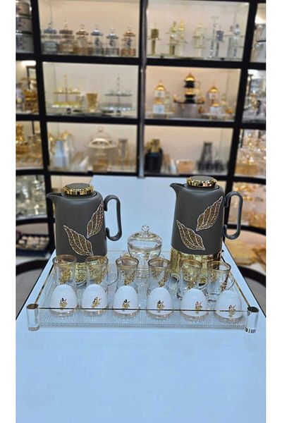 D&H 22-Piece Tea & Coffee Set – 2 Thermos Flasks, Cups, Tray, Sugar Bowl – Perfect for Serving