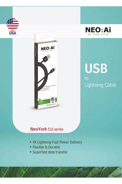 NEO:Ai USB to Lightning Cable 6A | NewYork CL6 Series | Fast Charging 4X Speed
