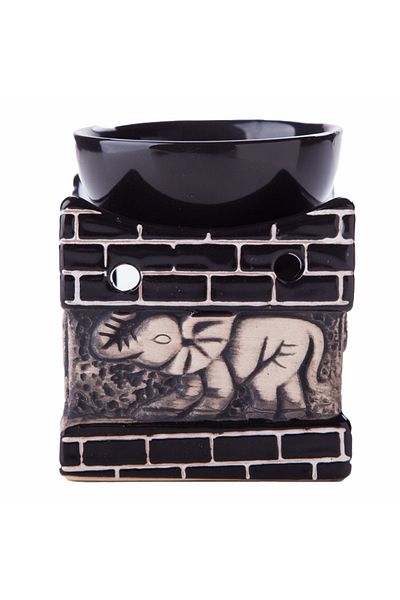 PUFO Suport de aromaterapie ceramic Feng Shui, 10 cm, negru