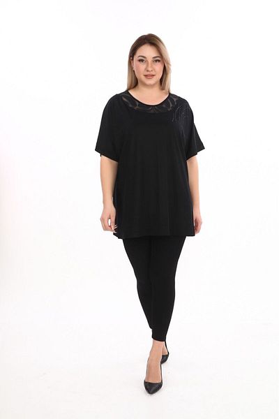 lovedrobe Women's Large Size Tunic Blouse Tunic 703-Black - 54