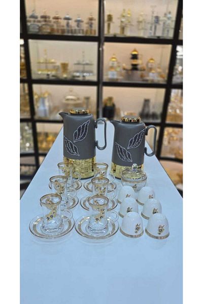 D&H 22-Piece Tea & Coffee Set – 2 Thermos Flasks, Cups, Tray, Sugar Bowl – Perfect for Serving