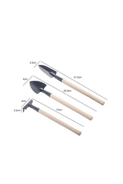 NEZADE STORE 3 Piece Mini Plant Hobby Set - Garden Pot Succulent Care Hoe-Rake-Shovel
