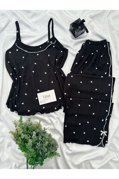 Lena Homewears Set de pijamale cu bretele cu model pentru femei