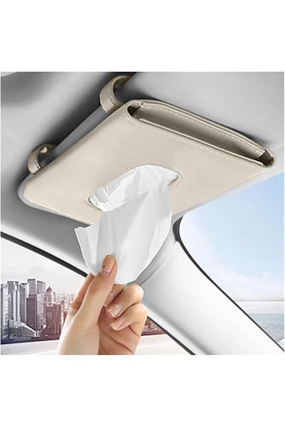 ABYZ Elegant napkin holder for car sunshade, eco-leather, dimensions 23x12.5x2.5cm, color Beige ABYZ™