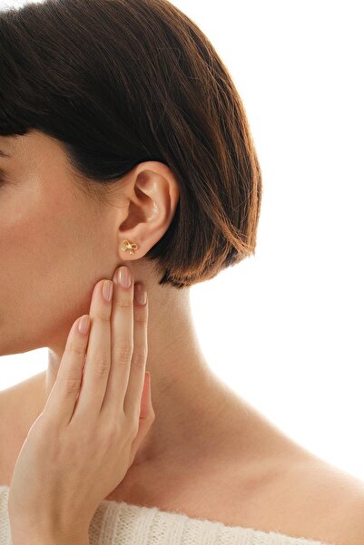 Sümer Telkari İncili Fiyonk Altın Kaplama Mini Gümüş Küpe 7369