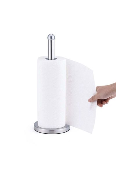 PUFO Suport metalic pentru rola de hârtie, prosoape de bucătărie, 35 cm, argintiu