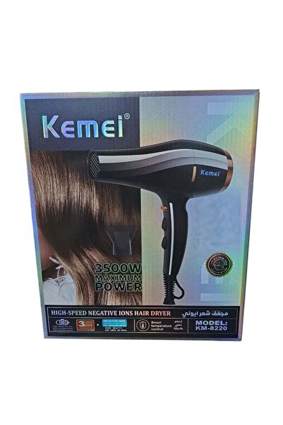Kemei مجفف شعر أيوني احترافي Km-8820 بقوة عالية وسرعات مختلفة باللون الأسود