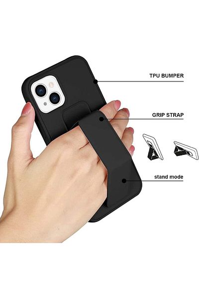 Generic Case Cover For iPhone 14 Pro with Magnetic Stand & Holder, Premium Silicone Hand Strap and Grip