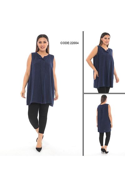 lovedrobe Plus Size Women's Tunic Blouse Navy Blue 22004-Navy Blue - 48