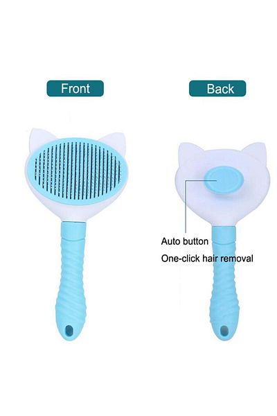 PUFO Practical Pufo brush with handle for grooming dogs and cats, 20 cm, blue