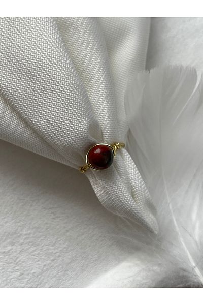 Pel Design 8 mm Bloodstone Gold Wire Ring