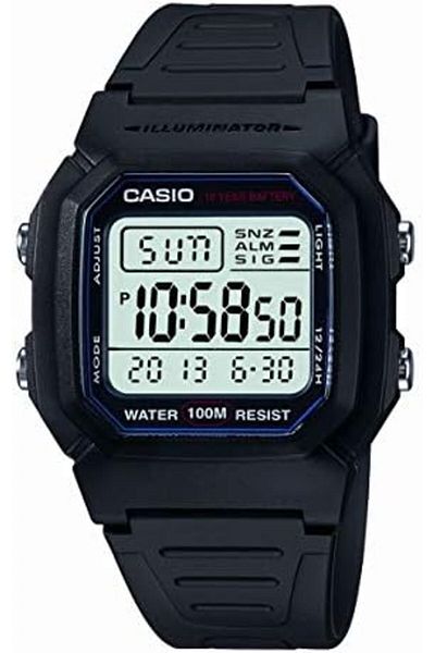 Casio Quartz Watch for Adults with Digital Display and Resin Band W-800H-1AVDF, Black