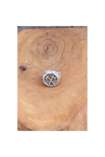 Skygo Ax Pattern Silver Color Adjustable Men's Ring - Tj-Ey537