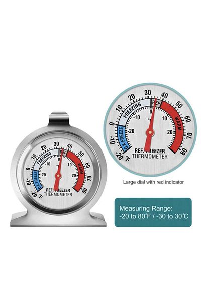 PUFO metal thermometer for refrigerator, freezer or cold rooms, range -20°C / + 80°C