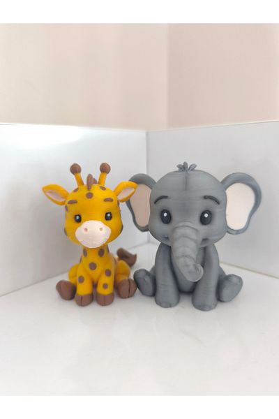Alwin3d Safari Set of 2 Giraffe, Elephant Figure