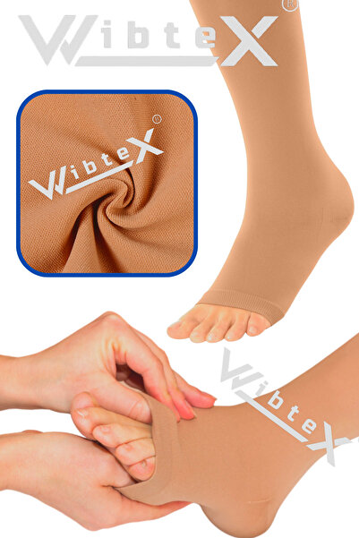 WibteX Külotlu Variss Çorabı Burnu Açık (TEN RENGİ) Orta Basınç Ccl2(ÇİFT BACAK)