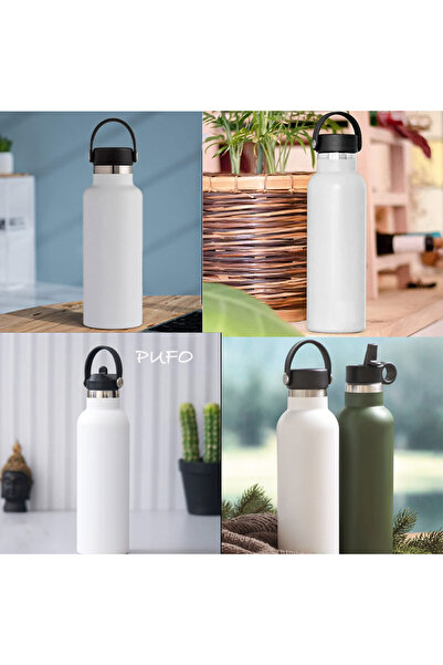 PUFO Traveler metal thermos bottle for drinks, isothermal, 500 ml, white