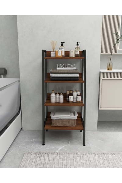 HNC HOME Çok Amaçlı Banyo Rafı Organizer Metal İskeletli 4 Raflı Banyo Dolabı Mini Kitaplık Mutfak Rafı
