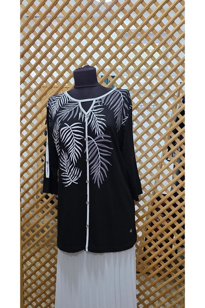 First Women's plus size capri sleeve combed cotton blouse