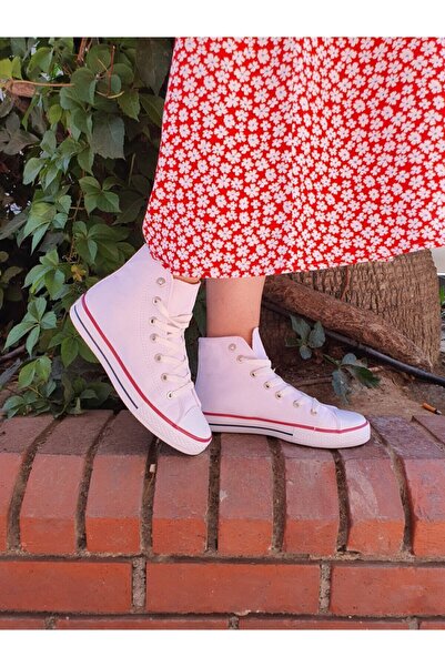 Ymn ayakkabı Beyaz Unisex Bağcıklı Keten Bilekli Çocuk Genç Yetişkin Sneaker ...