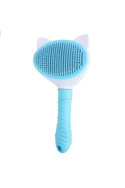 PUFO Practical Pufo brush with handle for grooming dogs and cats, 20 cm, blue